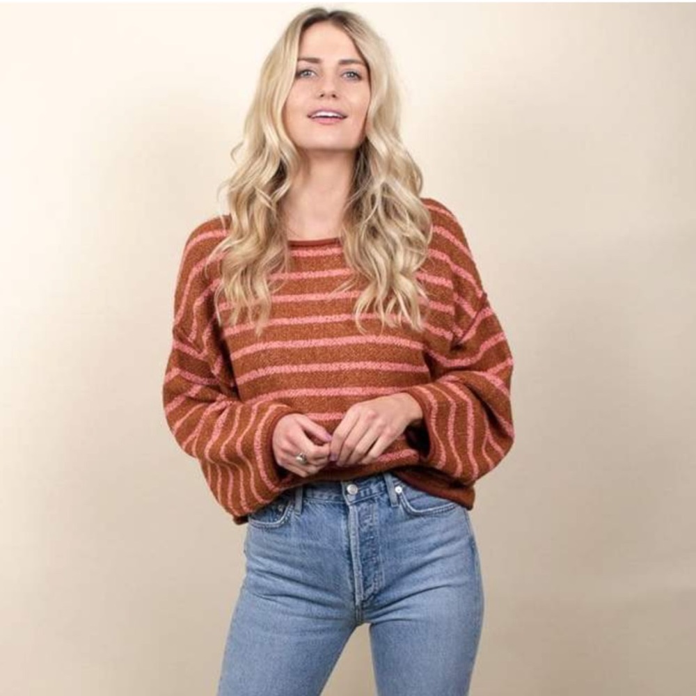 NWT Free People Bardot Stripe Sweater Z29-1 - Picture 5 of 6